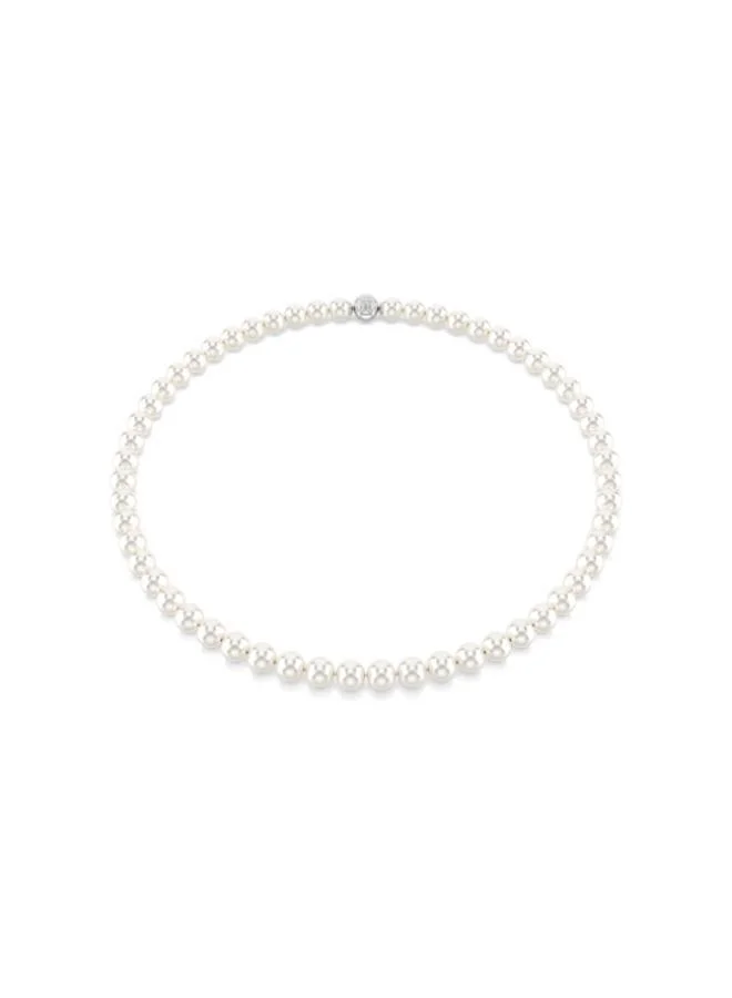 سواروفسكي قلادة ماتريكس بيضاء لؤلؤية مطلية بالروديوم مغناطيسية من جميع الجوانب